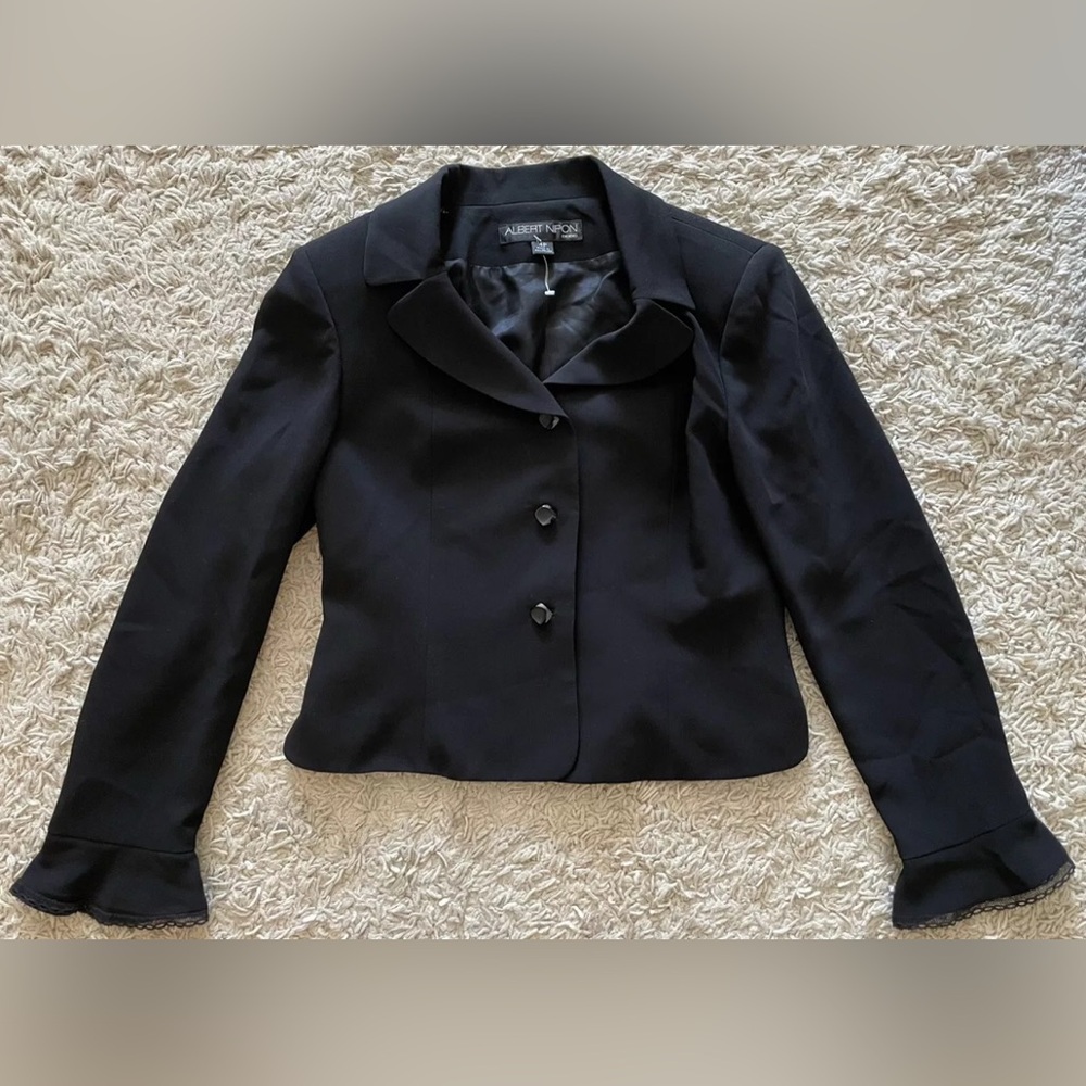 Albert Nipon Evening Black Long Sleeve Blazer Jac… - image 1